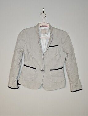 Banana Republic Fitted Blazer Jacket 100% Cotton Size 2 Fully Lined Tan Crest